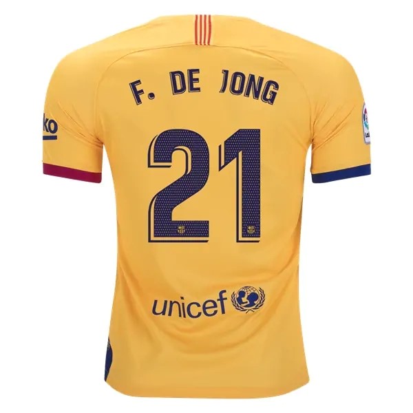 Camiseta Barcelona NO.21 De Jong 2ª 2019-2020 Amarillo
